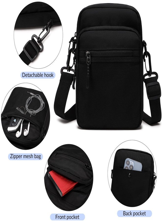 Lohol Small Messenger Bag for Men Women, Water Resistant Adjustable Multi-pocket Purse for Travel Sports (Black) - Image 5